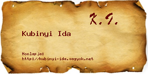 Kubinyi Ida névjegykártya